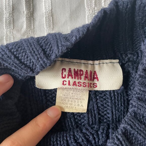 Campana Classics Vintage Mock Neck Cropped Short-Sleeve Cable Knit Sweater - Picture 2 of 3